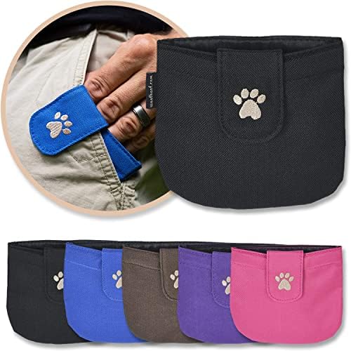 Dog Treat Pouch, Black Pocket Sized Training Reward Pouch - Lightweight Dog Treat Holder with Magnetic Flap for Stability, Perfect Dog Accessories, Made of Durable Nylon, Machine Washable