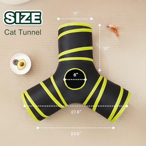 Love's cabin Cat Tunnel for Indoor Cats, 3-Way Collapsible Play Tunnel