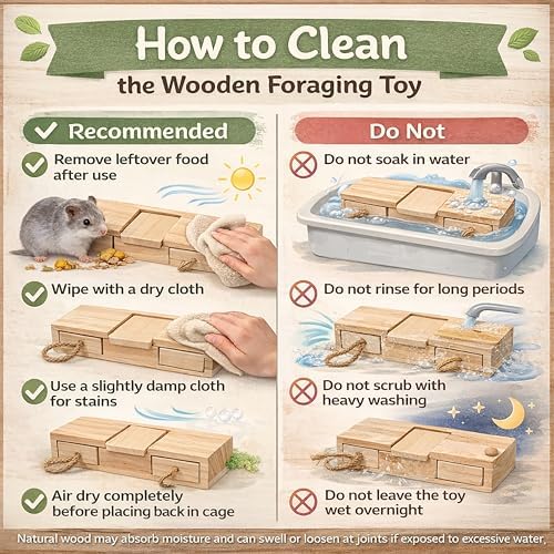 2 PCS Wooden Foraging Toys for Guinea Pigs, Hamsters & Chinchillas, Small Pet Puzzle Feeder with Drawers and Ropes, Natural Wood Chew Enrichment Activity Toy