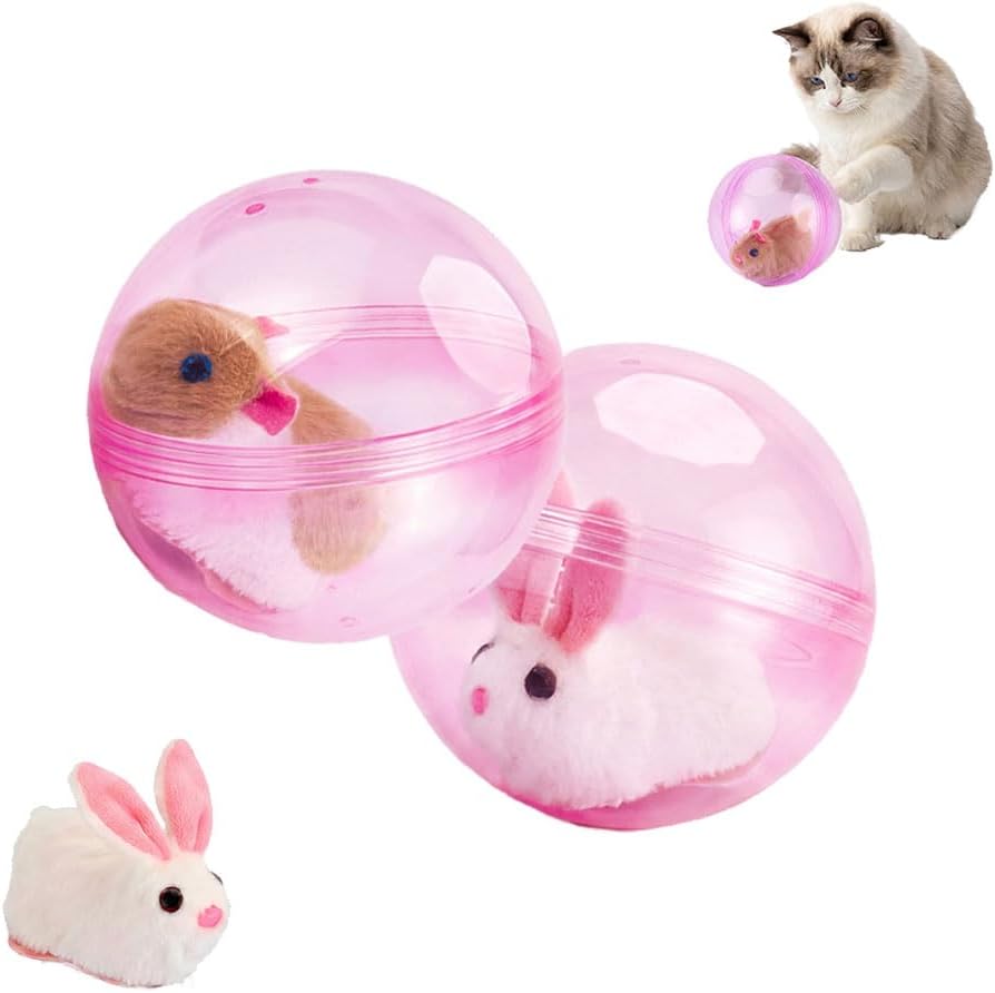 Self-Rolling Cat Toy Ball, Electric Hamster Running Rolling Ball with Auto Obstacle Avoidance, Automatic Moving Smart Cat Toys, Interactive Cat Toys for Indoor Cats & Dogs (Mix,Pink)