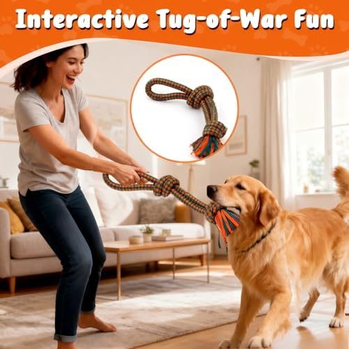 Interactive Dog Rope Toy – Ultra-Fiber Dog Chew Toys (Two Knots)
