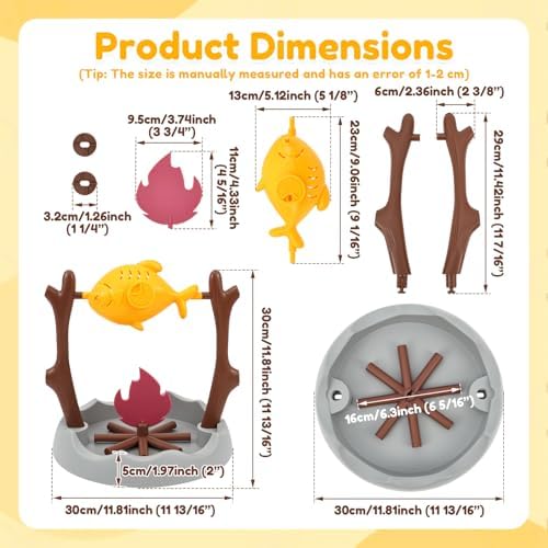 Cat Puzzles Feeder Toy, Cat BBQ Toy Treat Dispensing Slow Feeder Bowl Unique Rotatable Fish and Flame Cognitive Training Game Enrichment Interactive Stimulation Toys for Indoor Kitty