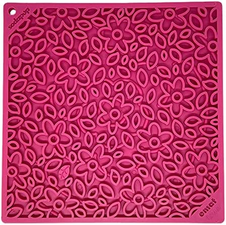 SodaPup Flower Power eMat – Durable Lick Mat Feeder Made in USA from Non-Toxic, Pet-Safe, Food Safe Rubber for Mental Stimulation, Avoiding Overfeeding, Fresh Breath, Digestive Health, & More