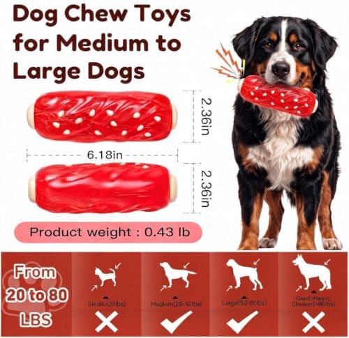Squeaky Dog Chew Toys, Interactive Tough Indestructible Dog Toys for Aggressive Chewers, Medium to Large Dogs, Indoor & Outdoor Use