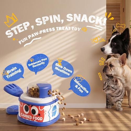 Dog Treat Dispenser Toy, Interactive Dog Enrichment Toy with Adjustable Food Opening, Step & Spin Puzzle Feeder for Mental Stimulation, Non-Slip Slow Feeder Toy for Small & Medium Dogs