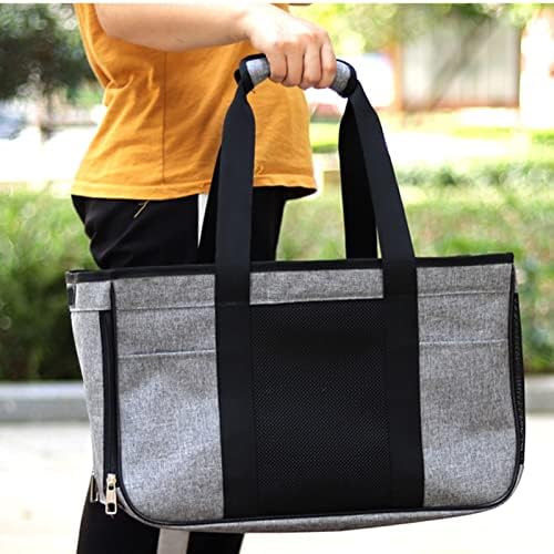 Breathable Cat Carrier with Roll - Up Door, Portable Soft Cat Travel Carrier for Small Cats and Puppies up to 7.5 kg, Oxford Cloth Pet Carrier with Double Zipper and (Grey with Black)