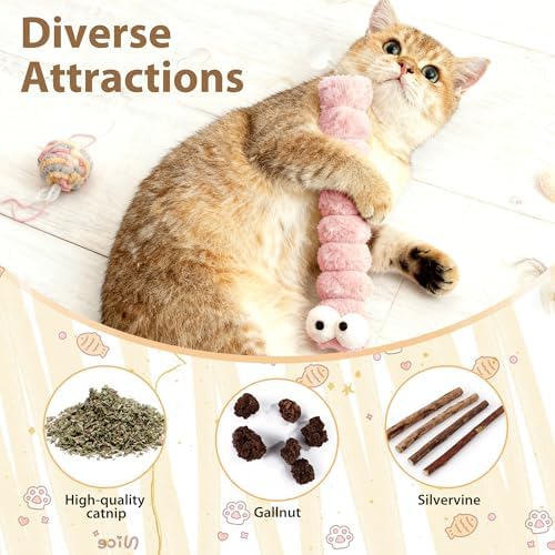Cat Toys Pillows 3 Pack, 13” Cat Kicker Toys with Catnip Inside, Durable Interactive Cat Toys for Indoor Cats, Soft Kick Sticks for Exercise & Play