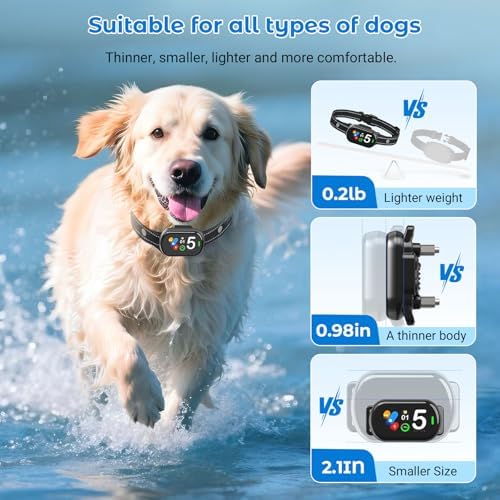 Bark Collar for Small Medium Large Dogs, Rechargeable Smart Dog Bark Collar, Anti Barking Training Collar with 5 Adjustable Sensitivity,Bark Shock Collar with Beep Vibration (Silver)