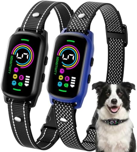 2 Pack Bark Collar for Small Medium Large Dogs, Training Collar (Blue)