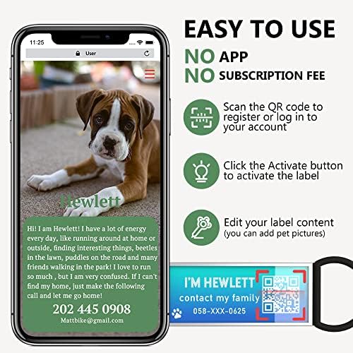 QR Code Dog Tag, Silent Slide-On Pet ID Name Tag for Dogs, Cats & Horses – Custom Personalized Noiseless Tag with Jingle-Free Fit & Online Profile Display