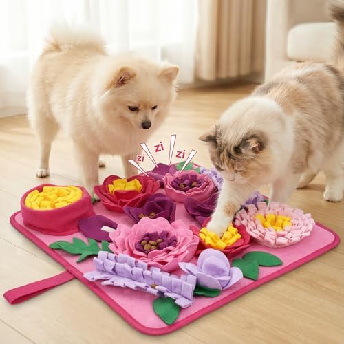 Snuffle Mat for Dogs - 15.4x15.4 Inch for Small & Medium Breeds, Cats & Rabbits | Interactive Slow Feed Sniff Mat with Non-Slip Bottom to Encourage Natural Foraging & Calming