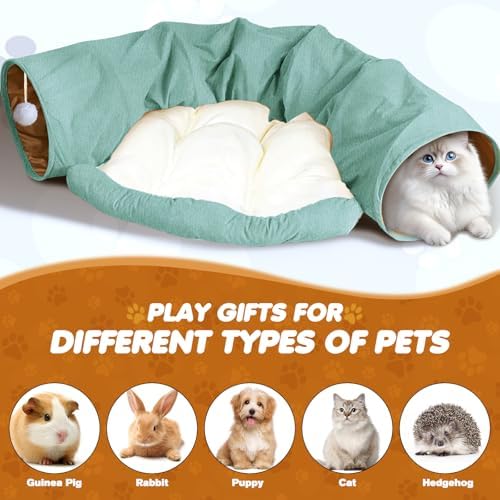 Spardar 2-in-1 Bunny Tunnel Bed, with Removable Mat Hideout, Matcha Green
