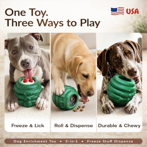 KADTC L, 3 in 1, Frozen Treat Dog Lick Ball & Kibble Dispenser & Chew Toy