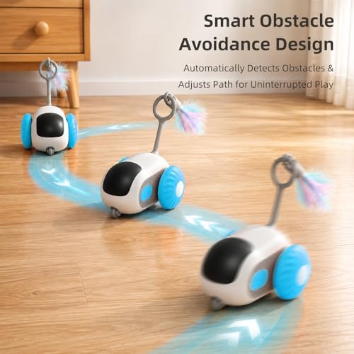 Remote Control Mouse Cat Toy, Smart Interactive Moving Cat Toy Car with Obstacle Avoid, USB Rechargeable Electric Kitten Exercise Toy for Indoor Cats（Blue）