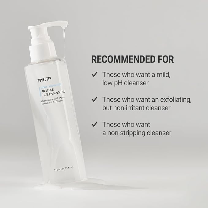 ROVECTIN Calming Lotus Water Cream (2.1 fl.oz, 60ml) Moisturizer + Aqua Cleansing Gel (5.9 fl. oz, 175ml) pH| Bundle [2 Pack]