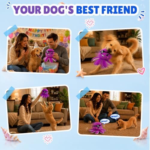 Interactive Octopus Dog Toys to Keep Dogs Entertained (Purple)