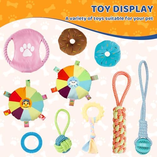 Large Puppy Play Gym & 10 Toys (Yellow,33.5″ x 28.5″ x 19.6″‌)