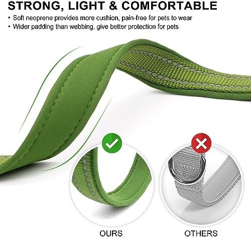 azuza Reflective Dog Collar, Neoprene Padded Large Dog Collar, Army Green L
