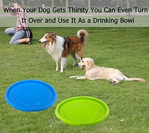XIGOU Dog Flying Disc, 2 Pack Dog Flyer Toys, Soft Rubber Interactive Lightweight Flying Disc Dog Toy for Small Large Dogs - Floats in Water & Safe on Teeth, 7.2 inch.