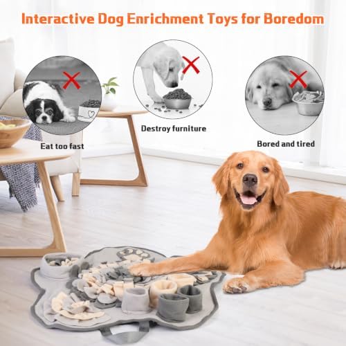 Snuffle Mat for Small Medium Dogs Nose Smell Training, Light Grey