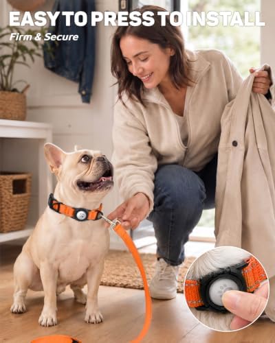 Padded Dog Collar with Waterproof Holder Compatible with Airtag