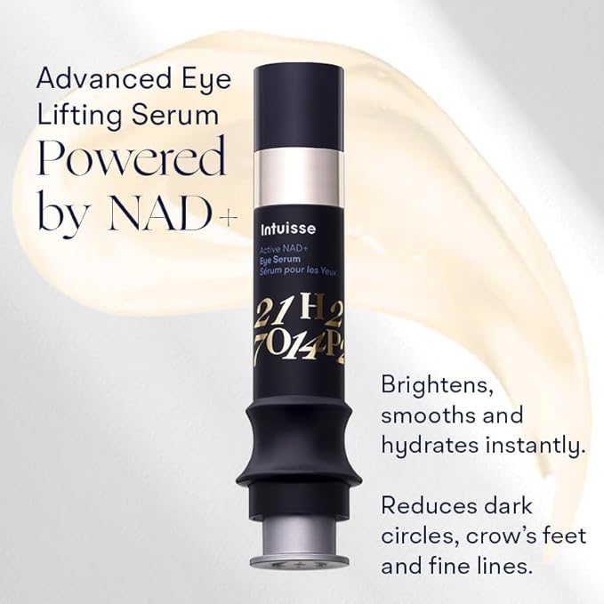 Active NAD+ Eye Serum – Dark Circles, Puffiness, Fine Lines – 5% NAD+, Four Hyaluronic Acids & Swiss Liposomal Delivery – Lifting and Firming Formula – 5ml – w/Applicator