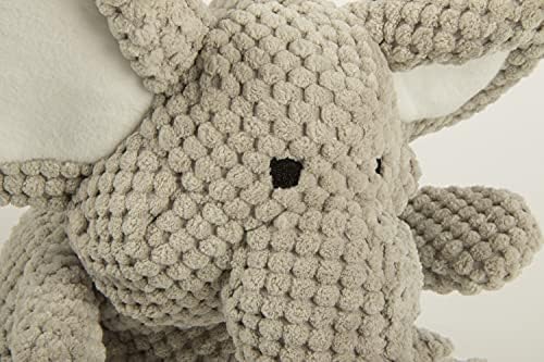 goDog Checkers Elephant Tough Plush Toy with Chew Guard Technology, Durable Checkered Fabric & Squeaker for Active Play, Gray, Large (Pack of 6)