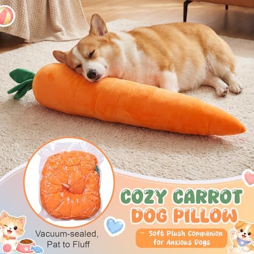 Thenshop 29.5inch Giant Carrot Dog Toy with Squeaker & Crinkle Paper – Extra Large Plush Chew Toy, Durable Stuffing Free, Anti Boredom Interactive Play for Medium & Small Dogs Indoor/Outdoor
