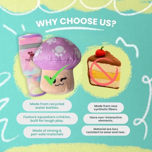 Snugarooz Plush & Crinkle Carnival Bundle for Medium Breeds – Magic the Mushroom, Dumpster Fire, Young Yeti & Pupley – Soft, Squeaky & Sensory Toy Play Pack