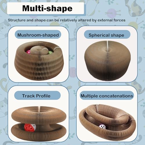 Ultimate Interactive Mental & Physical Exercise Kitten Toys for Indoor Cats Scratcher Toy Magic Organ Cat Toy with Ball Kitty Kurlz Stimulating Cat Toys Interactive Shape Shifting Catnip Toy