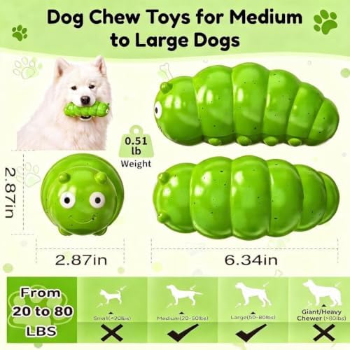 Squeaky Dog Chew Toys, Interactive Tough Indestructible Dog Toys for Aggressive Chewers, Medium to Large Dogs, Indoor & Outdoor Use