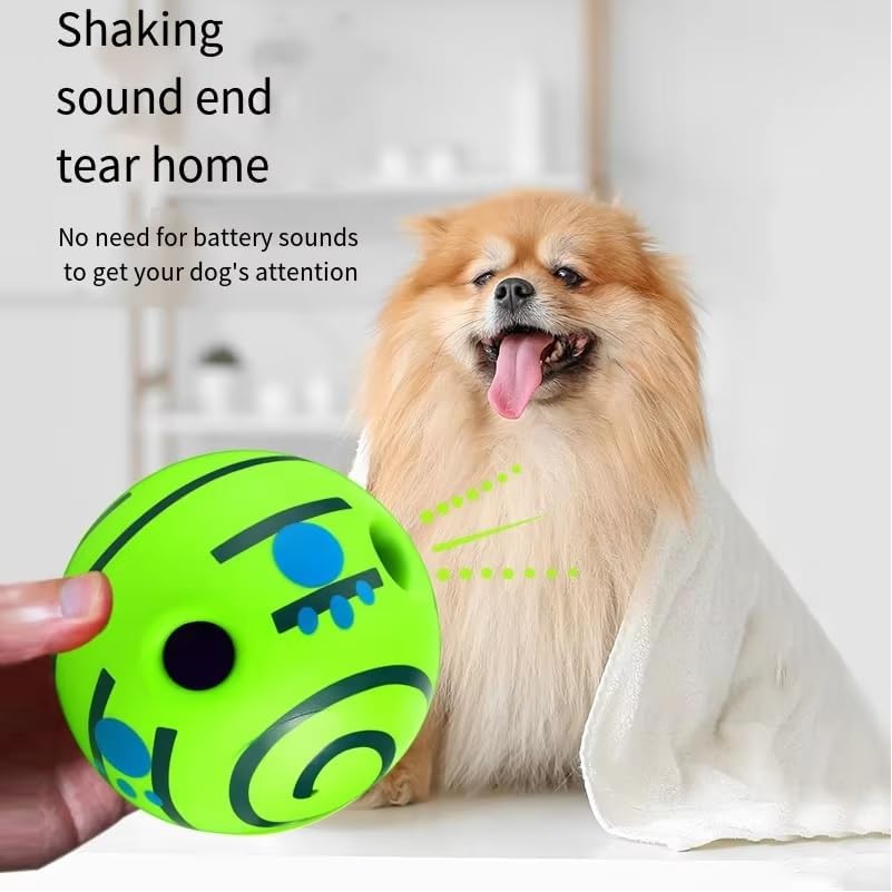 Wobble Giggle Ball for Dogs Durable Interactive Dog Toys for Small Medium Large Dogs (Green, 3.46 Inch / 8.8cm)