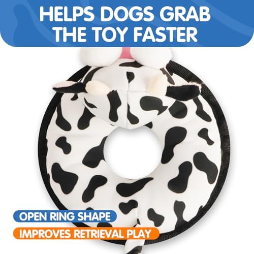 Floating Dog Squeaky Water Pool Toys Water Fetch Toys for Small Medium Dogs, Quick-Dry Waterproof, Machine Washable, Lake & Beach Interactive Summer Dog Toy Cow