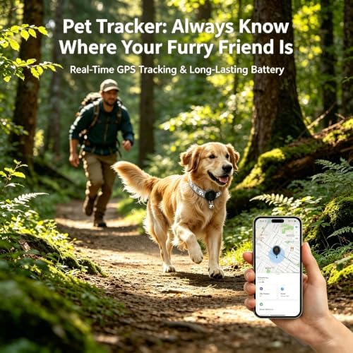 GPS Tracker for Dogs and Cats (No Subscription Required), GPS Tracker for Pet Collars, 【Apple MFi Certified】Works with iOS Find My, Global Real-Time Tracking, IP67 Waterproof, Suitable for Cats, Dogs