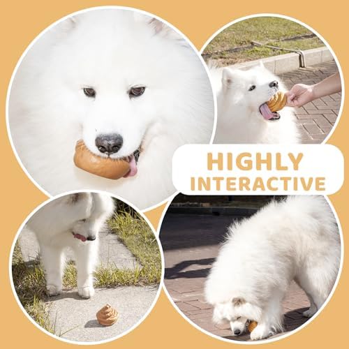2-Pack Poop-Shaped Durable Dog Chew Toys for Small Medium Large Dogs, Funny Interactive Rubber Dog Toys for Aggressive Chewers Teething, Pranking, Boredom Relief, Mental Stimulation, Adorable Gag Gift