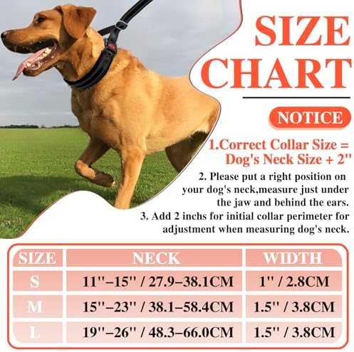 Martingale No Pull Dog Collar for Large Medium Small Dogs, Heavy Duty Nylon Adjustable Reflective Anti Pull Slip Collar with Buckle for Training Walking Hunting S Black