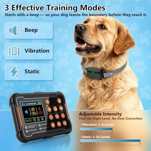 Wireless Dog Fence System, Smart Dual Alerts Invisible Fence for Dog