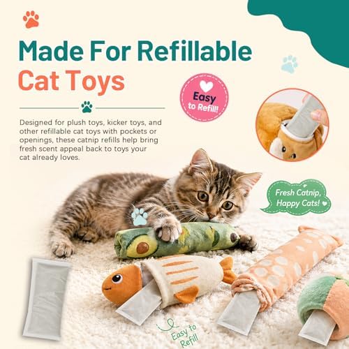 10 Pack Large 9g Catnip Refill Pouches for Cat Toys
