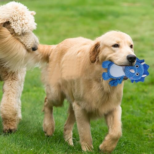 Cute Animals Interactive Dog Squeak Toys, Rope Plush Pet Chew Toys - Blue