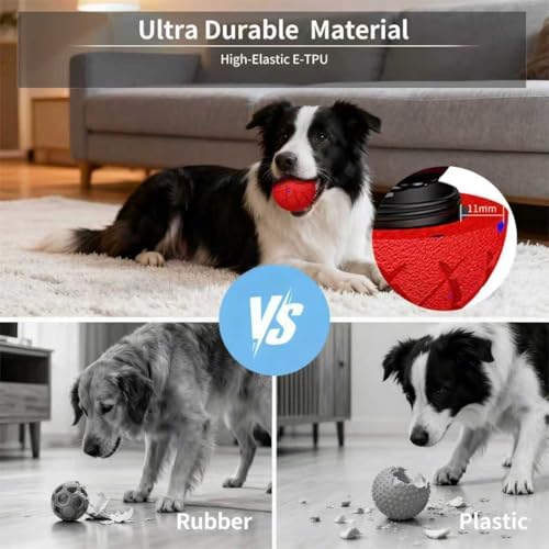 Interactive Dog Toys Dog Ball, Durable Motion Pet Toys for/Small/Medium/Large Dogs, Birthday Gifts, Automatic Moving, Bouncing and Rotating, E-TPU Material, IP54 Waterproof (Red)