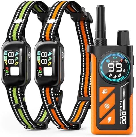 2 in 1 Dog Bark & Shock Collar 2 Pack - 4500FT Bark Collar with Remote, 3 Training Modes Tone Vibration Safe Shock, IP67 Waterproof, Portable Collar Set for Medium and Large Dogs (5-120lbs)