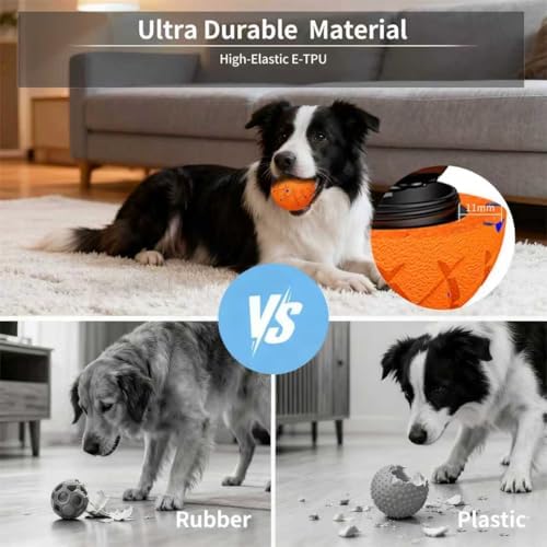 Interactive Dog Toys Dog Ball, Durable Motion Pet Toys for/Small/Medium/Large Dogs, Birthday Gifts, Automatic Moving, Bouncing and Rotating, E-TPU Material, IP54 Waterproof (Orange)