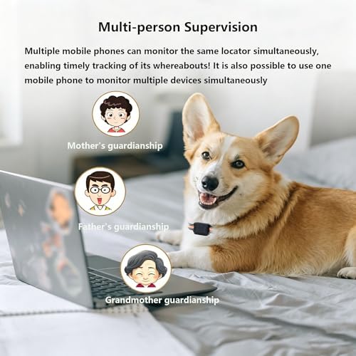 Pet GPS Tracker, Dog Tracking Collar with GPS/Beidou/WiFi/LBS, 90-Day History Tracking, Real-Time Location, Waterproof, Low Battery Alert, Multi-User Monitoring for Large Medium Small Dogs