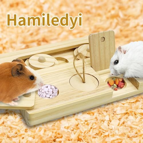 Hamiledyi Guinea Pig Foraging Toys Wooden Rabbit Toys Sniff n' Snack