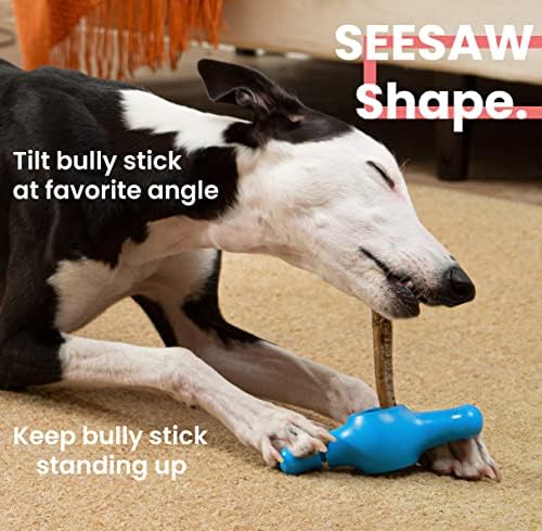 Interactive Bully Stick Holder for Dogs, Prevent Chocking Safety Device, Long Enough Screw to Lock, Seesaw Shape(Small) (Pack of 3)