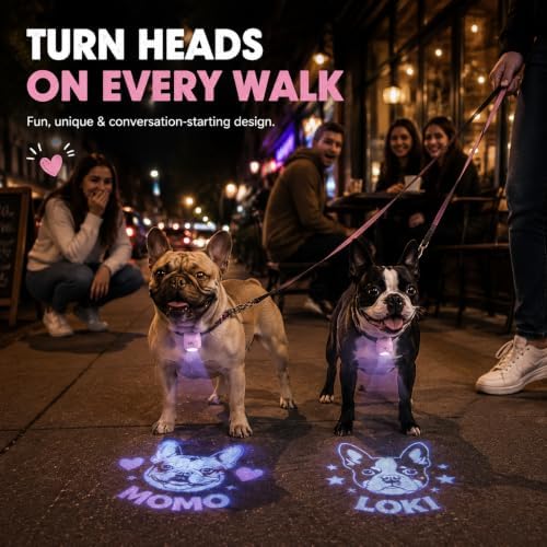 Personalized Pet Projection Collar Light, Custom Photo Light Up Dog Collar