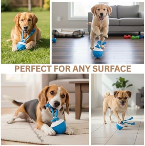 Interactive Dog Toy with Rope Smart Motion Activated Dog Ball USB Rechargeable 3 Speed Modes Durable Automatic Dog Toy for Puppies