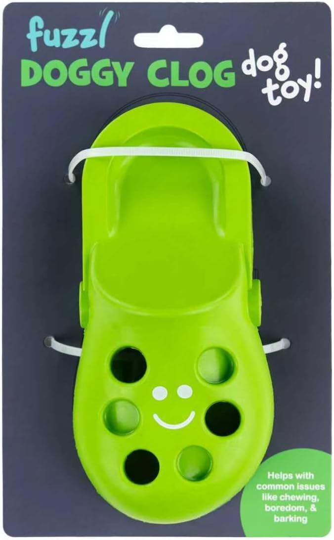 Fuzzl Clog Large Treat Toy for Dogs Puzzle Enrichment Shoe – Natural Rubber Chew Toy – Durable, Interactive Cognitive Feeder – Eco-Friendly, Non-Toxic & Dishwasher Safe – Green