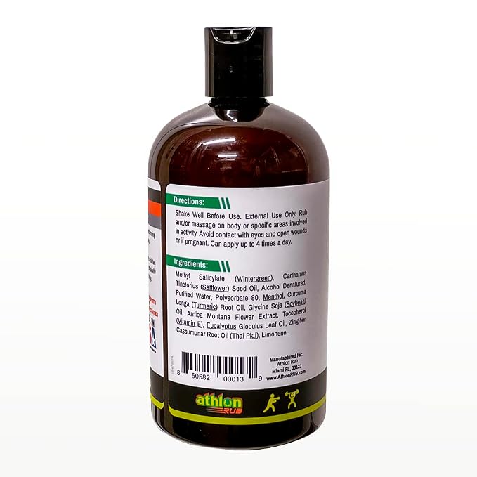 Plant Based Muscle Rub - Coach Team Bottle - Thai Oil - Sport Massage Oil Liniment. Great for Muscle Warm up, Activation, & Recovery with Arnica, Turmeric, Ginger - 500 ml / 17 fl oz