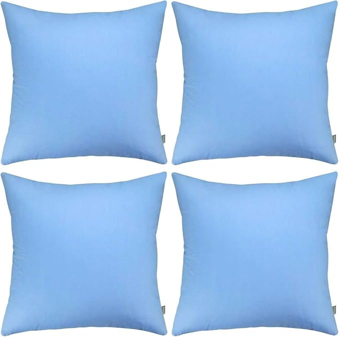 Thmyo 4-Pack 100% Cotton Comfortable Solid Decorative Throw Pillow Case Square Cushion Cover Pillowcase Sublimation Blank Pillow Covers DIY Throw Pillowcase for Sofa(18x18inch/45x45cm,Sky Blue)